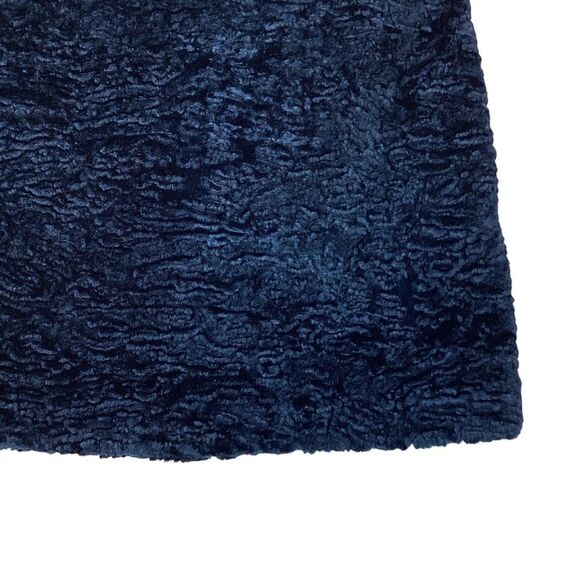 MSGM Size 42 (M) Crushed Velvet Mini Skirt Dark Blue Fuzzy Textured - Picture 2 of 8